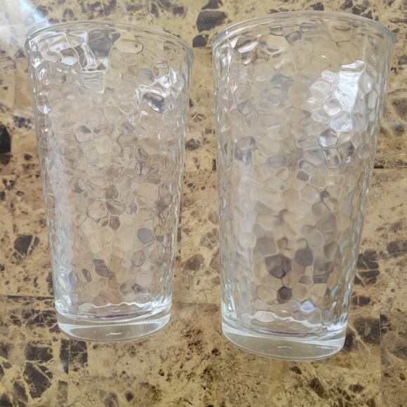 Libbey Frost Pattern Clear Drinking Glasses Set of 2 Crackle pattern on inside - Picture 2 of 7